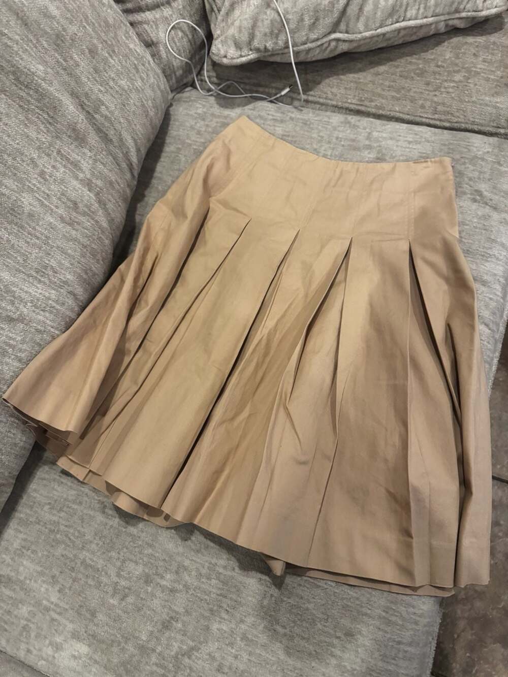 Apostrophe Stretch Beige Cotton Blend Pleated Skirt Size 6